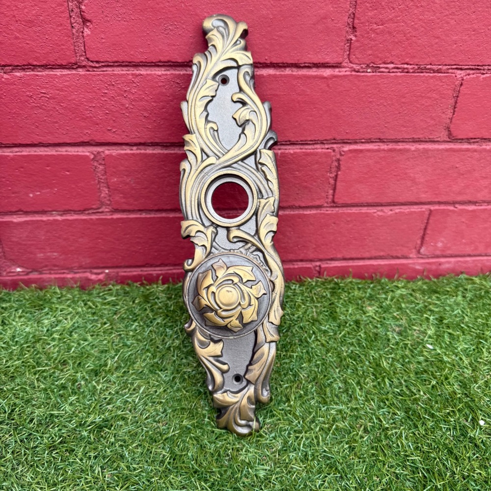 Vtg Corona K501 Ornate Door Knob Plate Escutcheon Architectural Hardware Regency